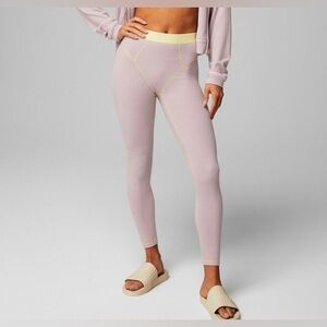 Fabletics Waffle Leggings in Muted Mauve/Butter